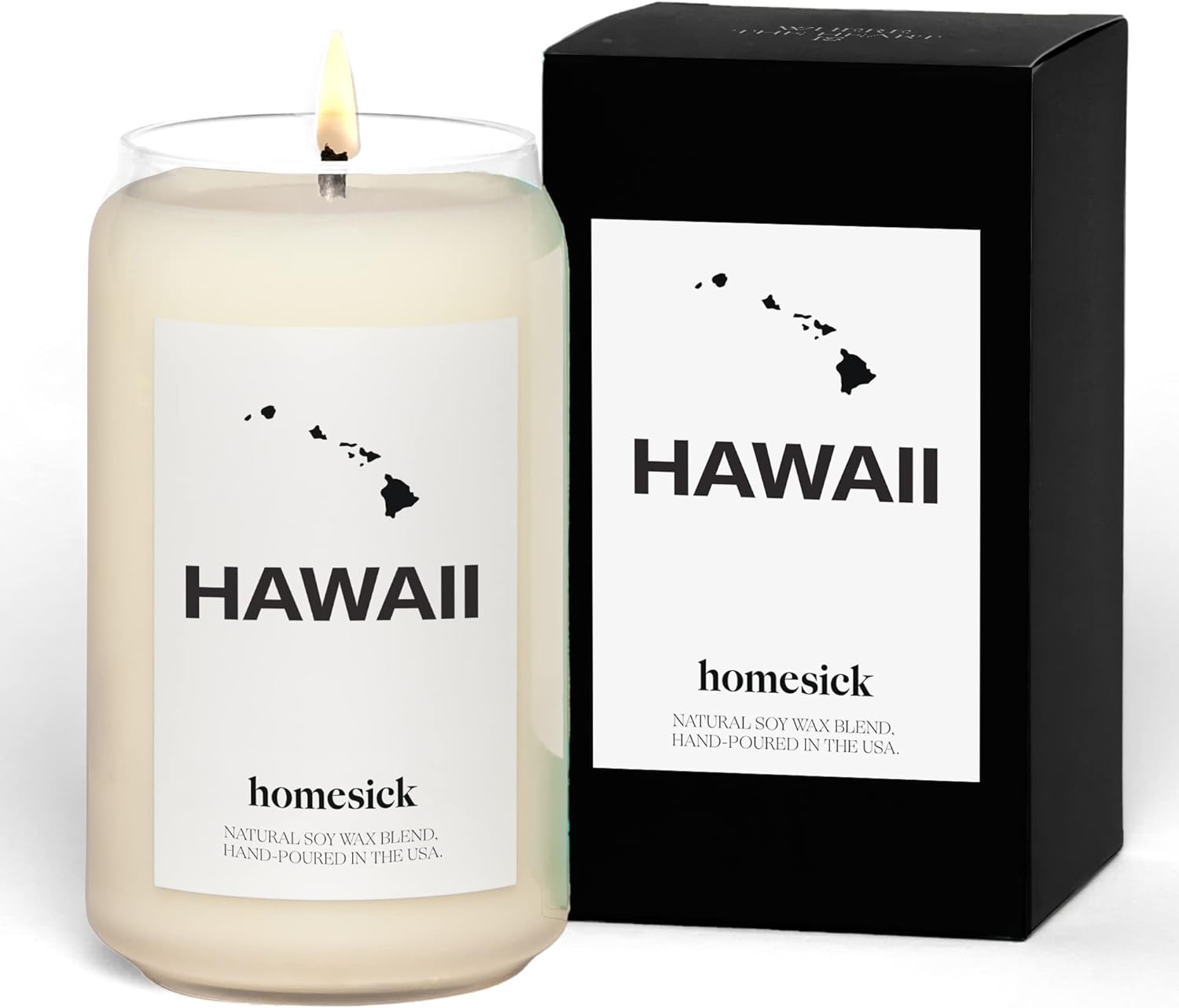 Homesick Hawaii Scented Candle - 13.75 oz Pineapple & Coconut Scented Natural Soy Wax Blend, Island Shore Breeze Candle, Home Decor Gift for Women, Men, Friends, Family, Colleagues, Couples