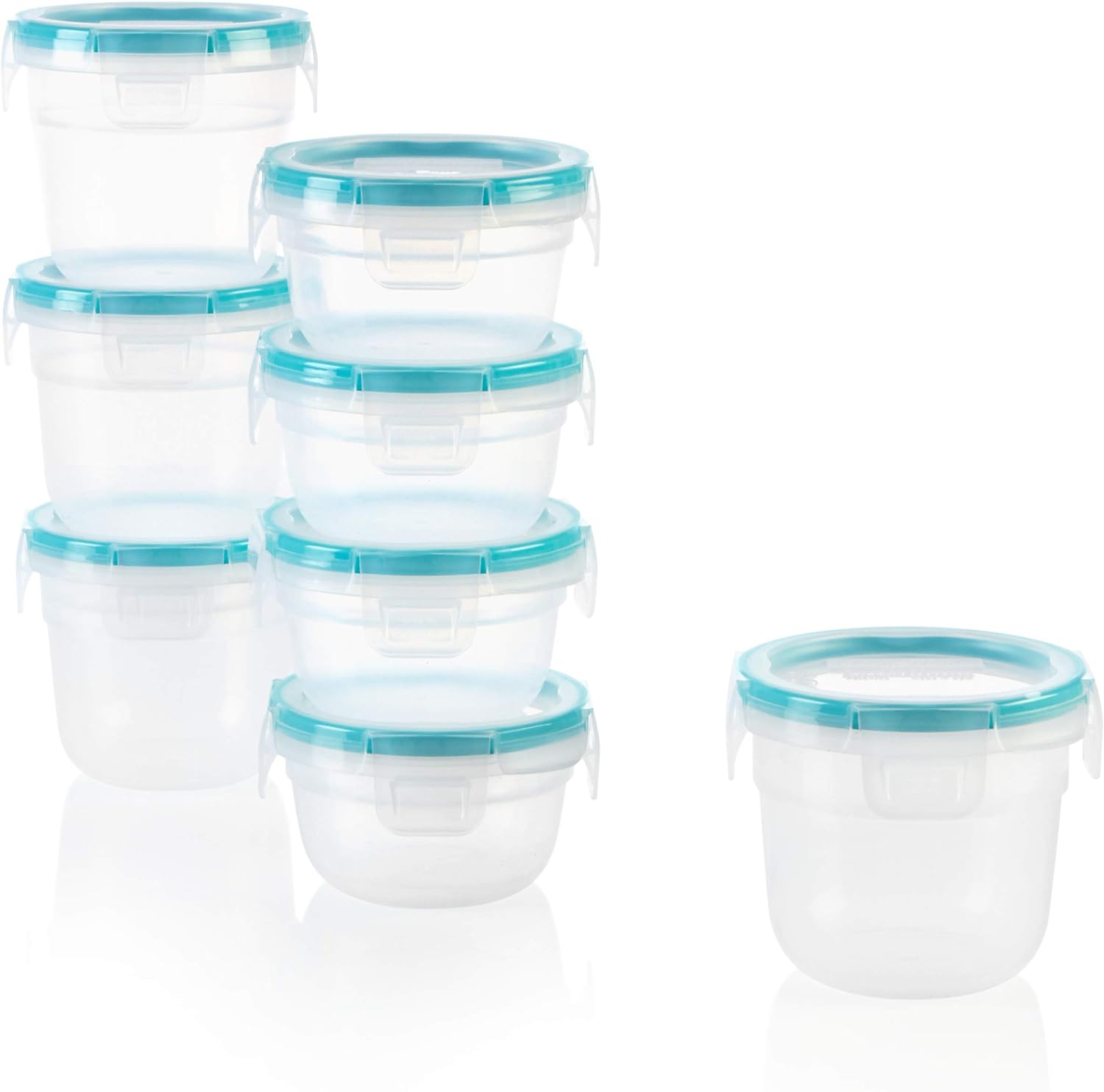 Snapware Total Solution 16-Pc Plastic Food Storage Containers Set , 2-Cup & 1-Cup Round Meal Prep Container, BPA-Free Lids with 4 Locking Tabs, Microwave, Dishwasher, and Freezer Safe