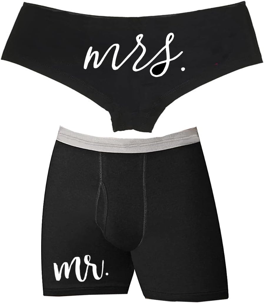 Southern Sisters Matching Boyshort Boxer Underwear Just Married Couples Mr Mrs