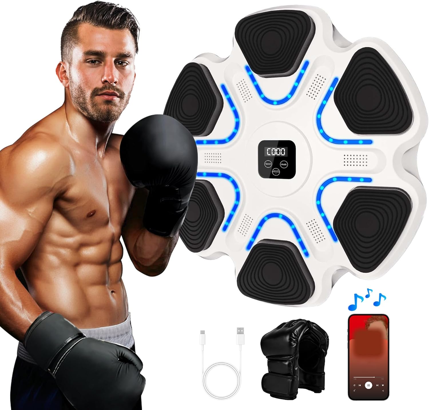 FICTOR Smart Music Boxing Machine Boxing Music Workout Wall Mount Machine for Adults, Electronic Boxing Punching Pad, Upgraded Boxing Training Equipment for Home Gym, Style F