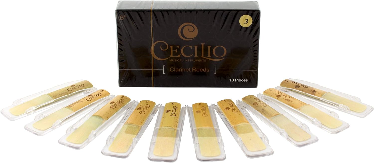 Cecilio Clarinet Reeds, 10-pack with Individual Plastic Case (Strength 3.0)