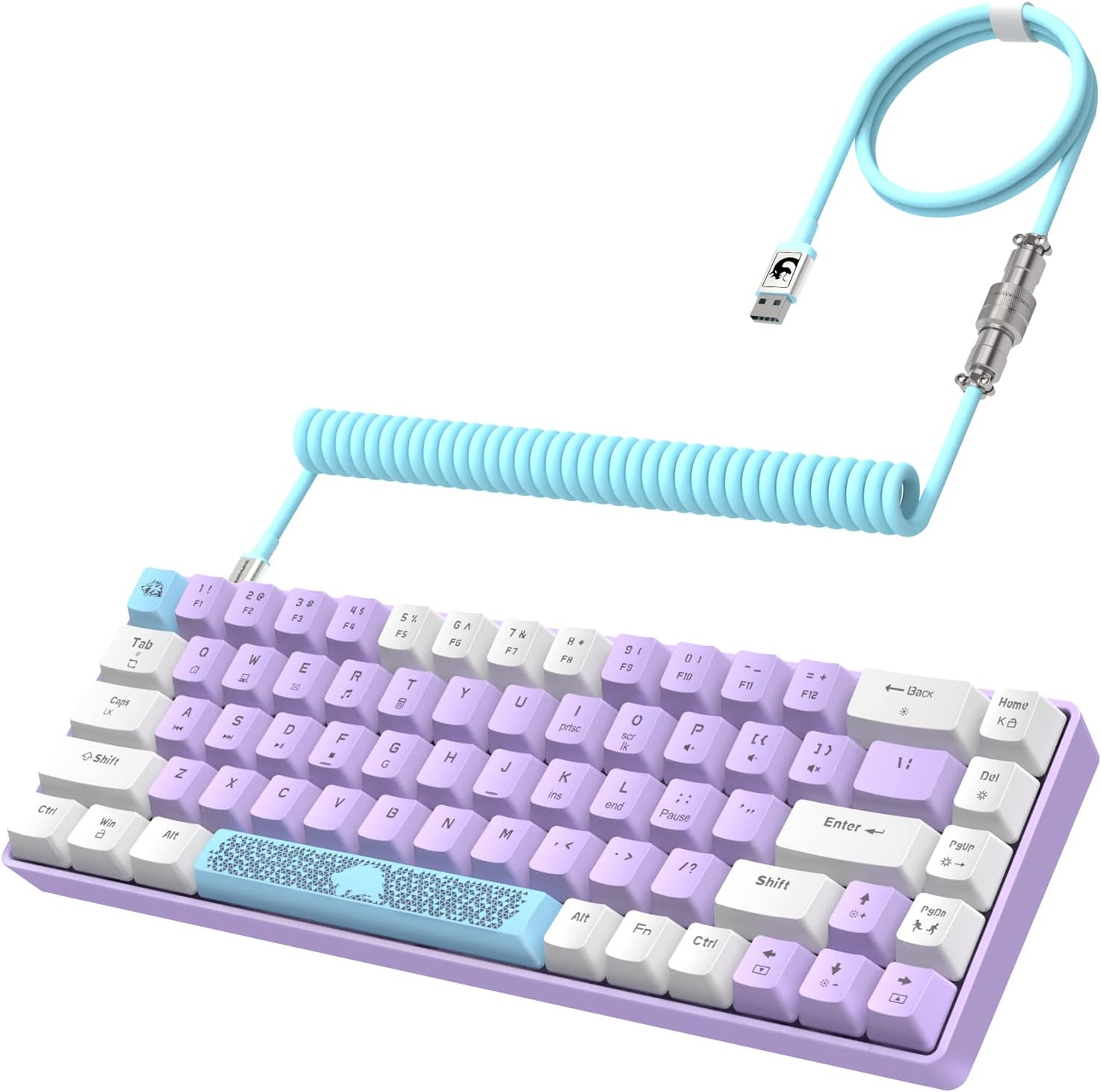 ZIYOU LANG RK-T8 Wired 65% Mechanical Gaming Keyboard with RGB LED Backlit Anti-ghosting TKL Mini 68 Key Custom Coiled C to A Cable Tactile Blue Switch for PS4 PS5 Xbox PC Mac Gamer(Lavender)