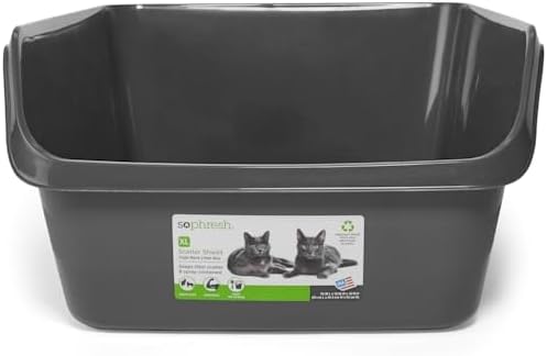 So Phresh Charcoal Shatter Shield High-Back Cat Litter Box, 24" L X 18" W X 10" H