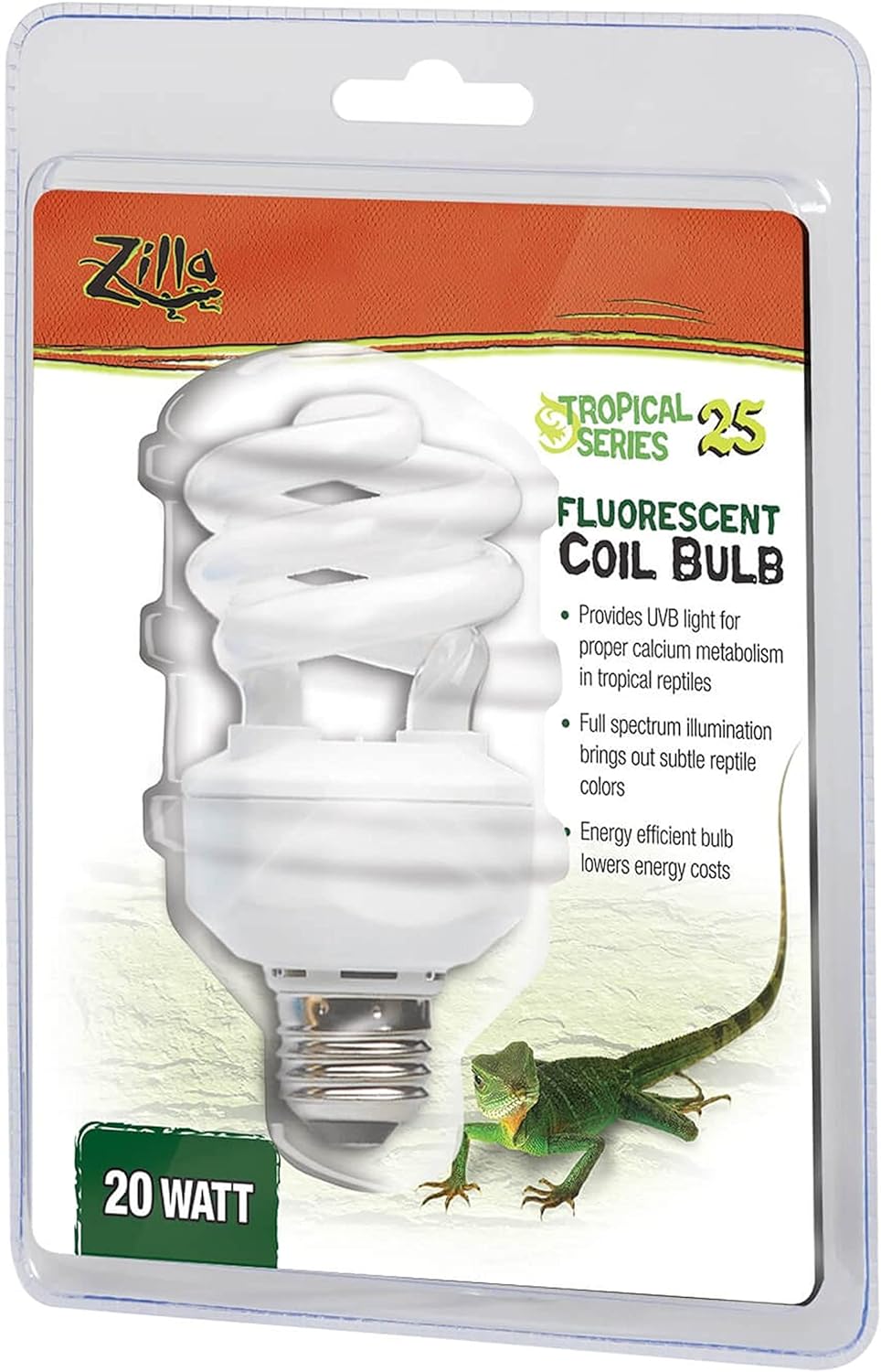 Zilla Fluorescent Coil Bulb Tropical 20 Watts, White