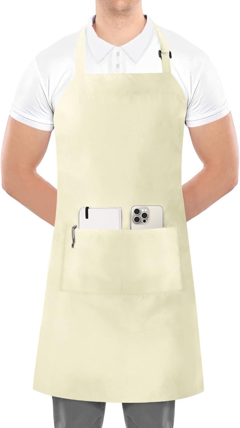 Utopia Kitchen 2 Pack Bib Apron, Adjustable with 2 Pockets, Water and Oil Resistant, Cooking Kitchen Chef Apron for Women Men