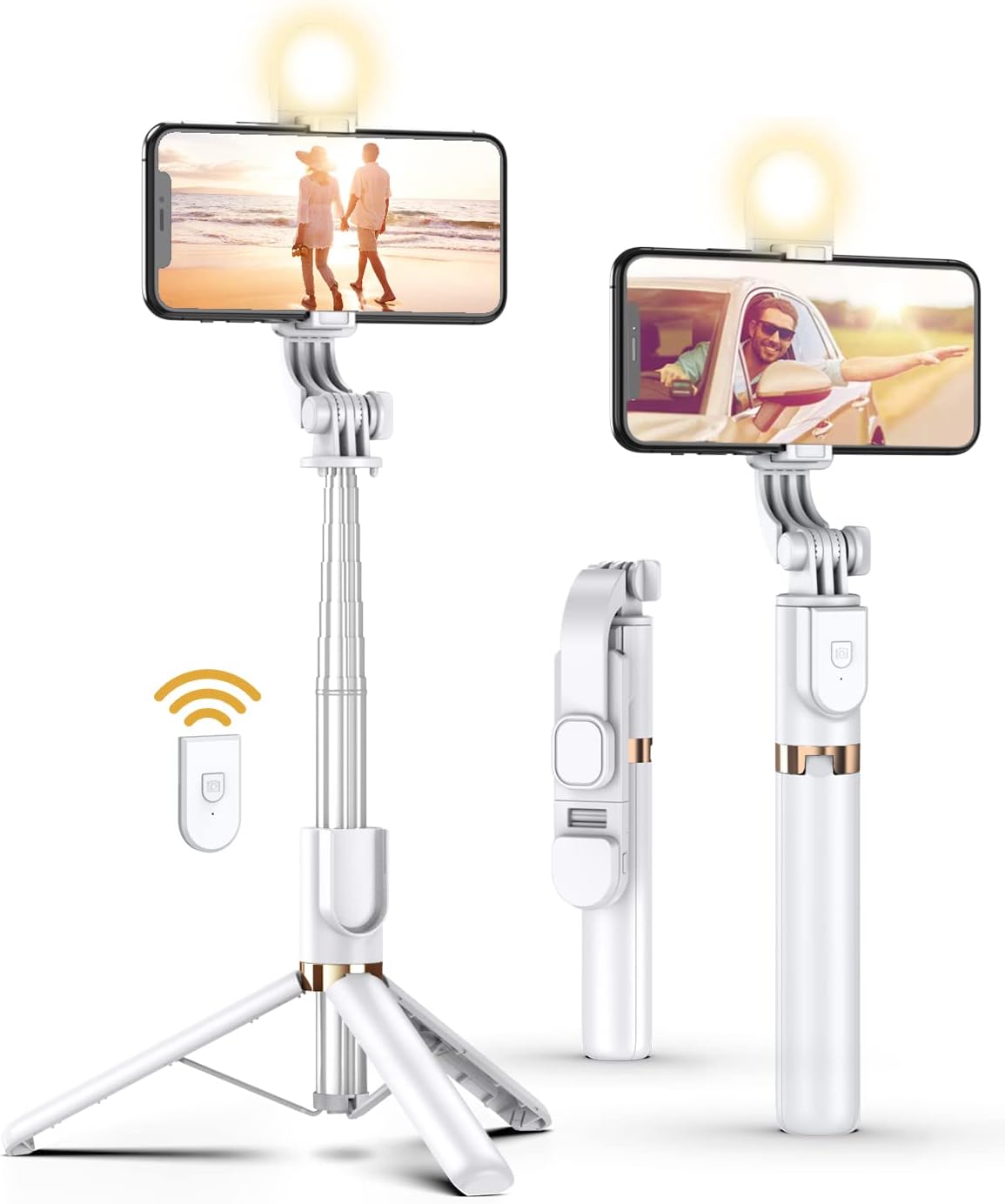 Selfie Stick Tripod with Wireless Remote, Cellphone Selfie Stick Tripod with LED Fill Light, for iPhone 15/14/14 pro/13/13 Pro/12/11/11 Pro/XS Max/XS/XR/X/8/7 and Android Smartphone(Upgrade)