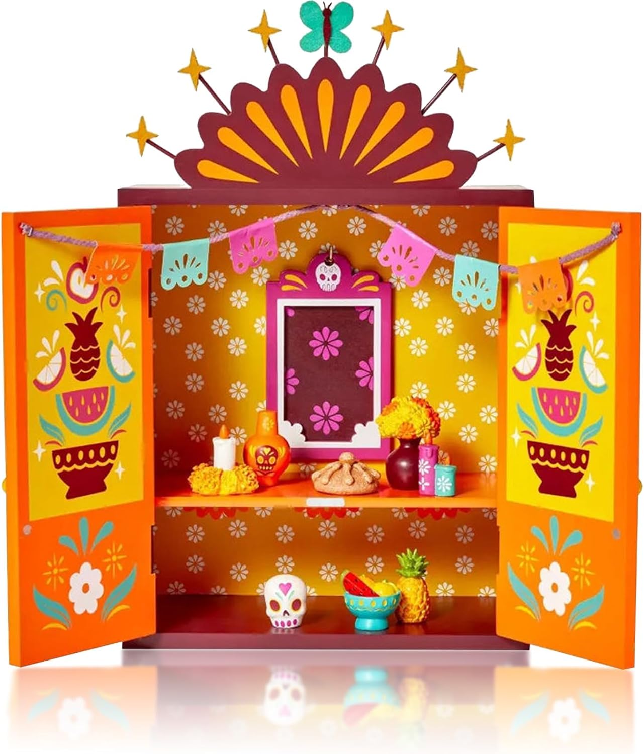 Day of The Dead Altar, Day of Dead Ofrenda Box Alter, Day of Dead Decorations for Home, Dia De Los Muertos Ofrenda, Day of The Dead Decorations, Memory Picture Frame Shadow Box (Orange)