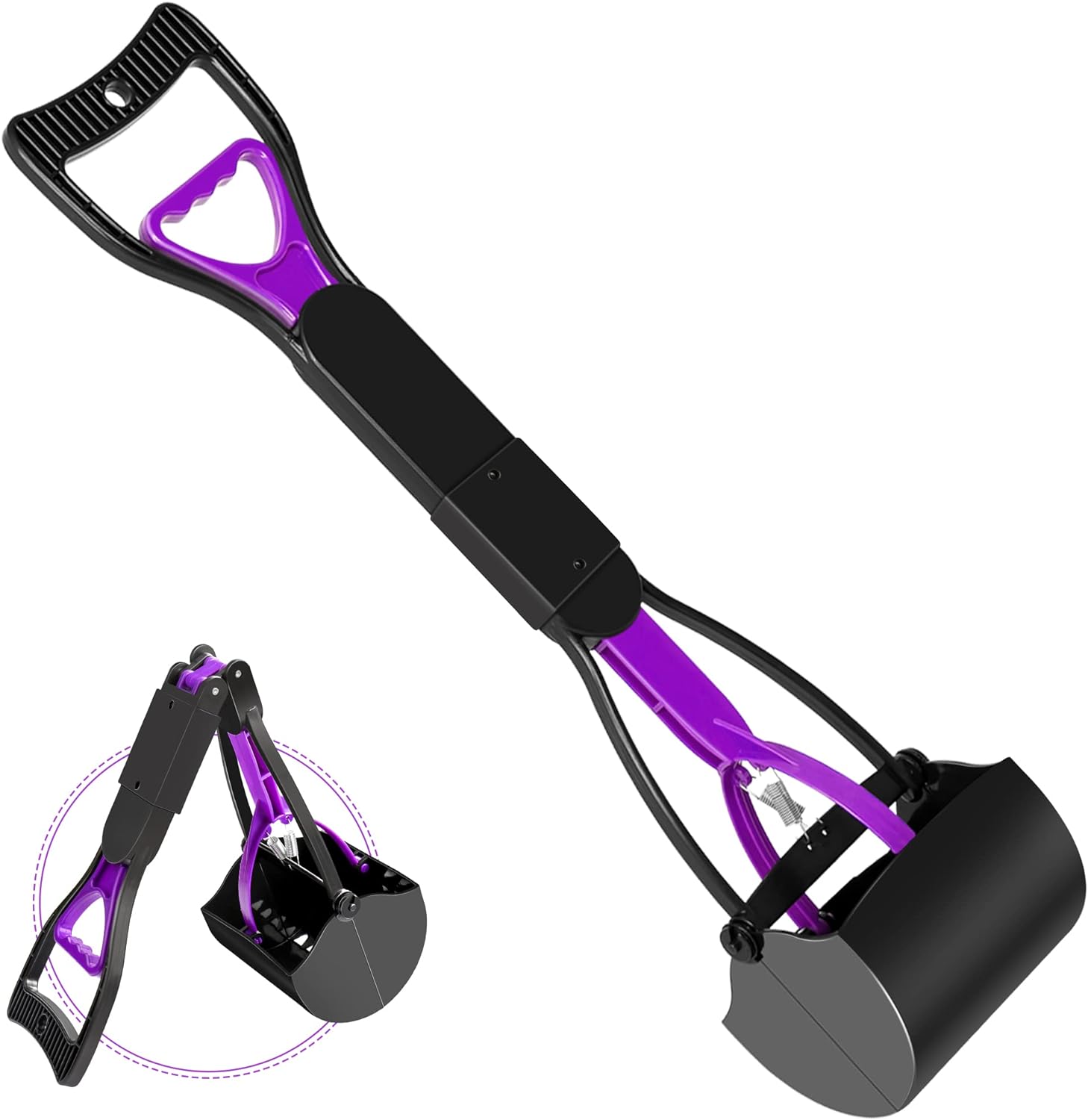 UPSKY Pooper Scooper for Large Small Dogs, Folding Dog Poop Scooper, Durable Spring and Premium Materials, Easy to Use for Grass, Dirt, Gravel Pick Up Shovel (Purple)