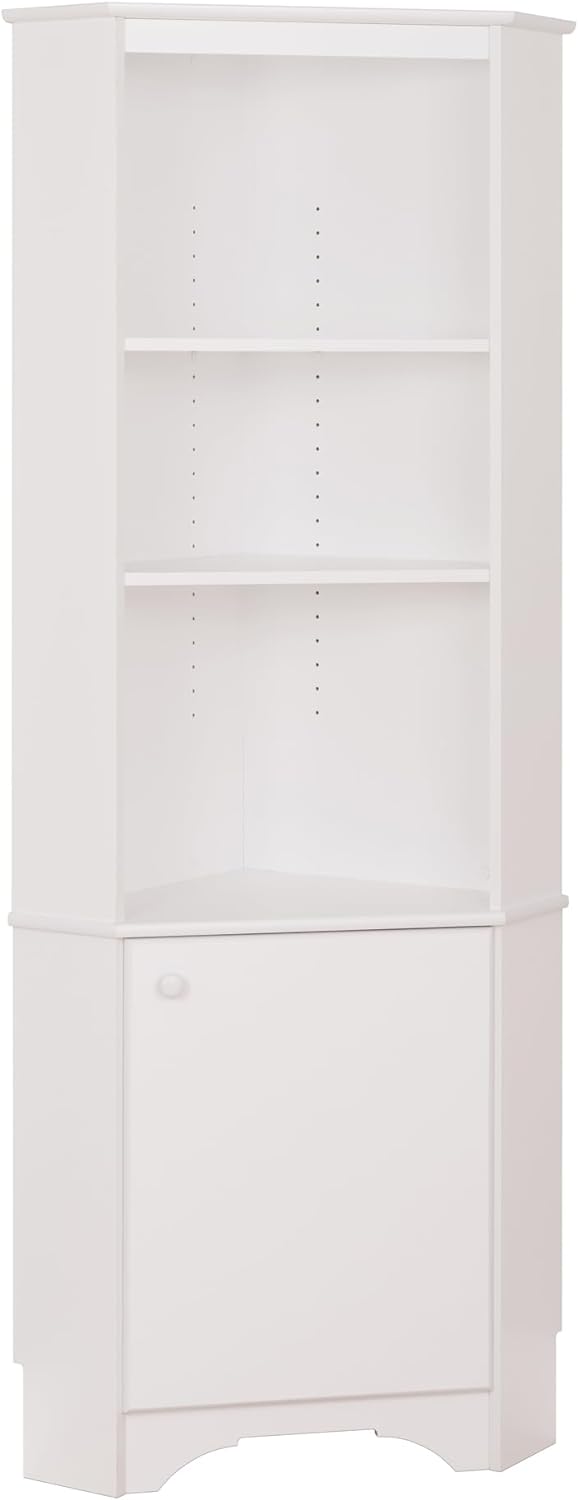 Prepac Elite 29.25 Corner Cabinet with One Door, Tall White Storage Cabinet, Corner Cabinet with Doors, Corner Bathroom Cabinet 18.75 D x 29.25 W x 72 H, WSCC-0604-1