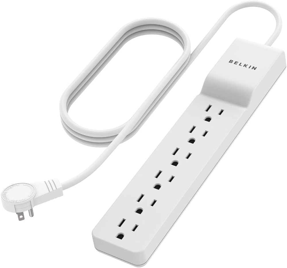 Belkin 6-Outlet Surge Protector Power Strip, 6ft Cord, 360 Rotating Plug - 1080 Joules Protection