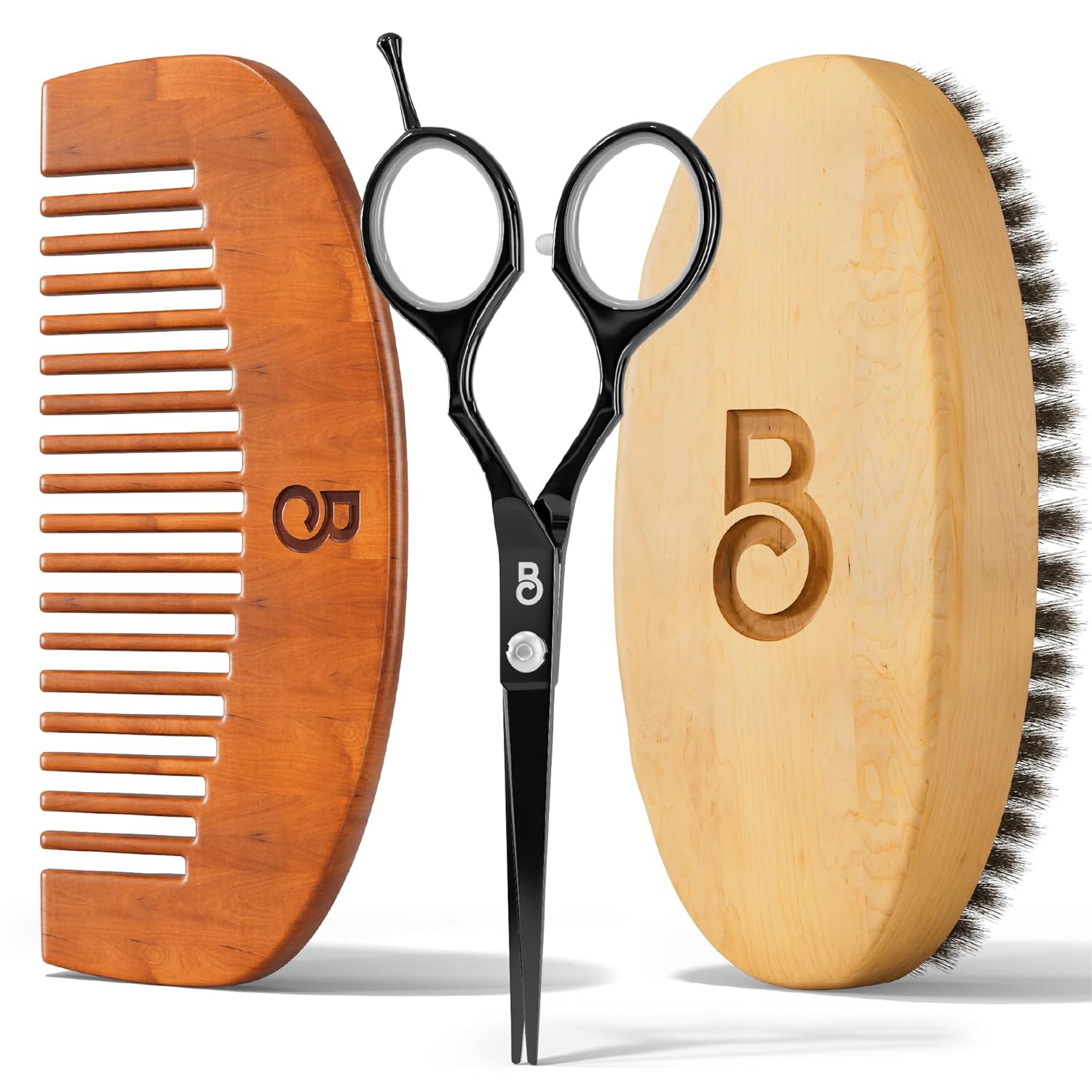 The Beard Club Beard Brush, Beard Comb and Scissors - Beard Kit for Men Grooming and Care for Beards and Mustaches - Gift Set