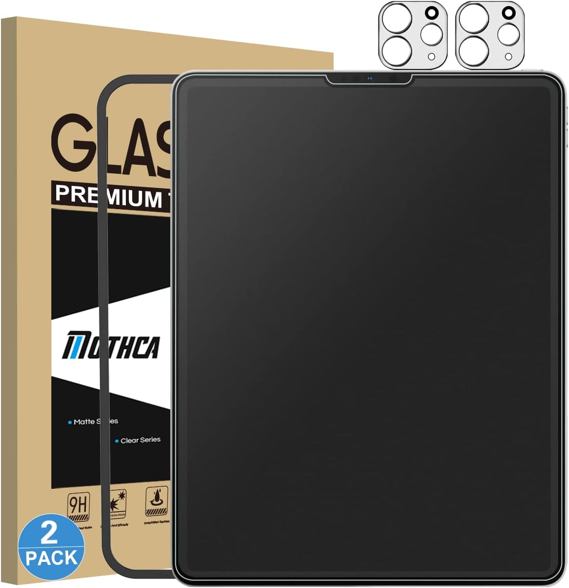 2 Pack Mothca Matte Glass Screen Protector for iPad Pro 11 Inch (2022/2021/2020/2018) /iPad Air 5 (2022) & Air 4 (2020)10.9 Inch, Anti-Glare & Anti-Fingerprint HD Tempered Glass Shield, Smooth as Silk