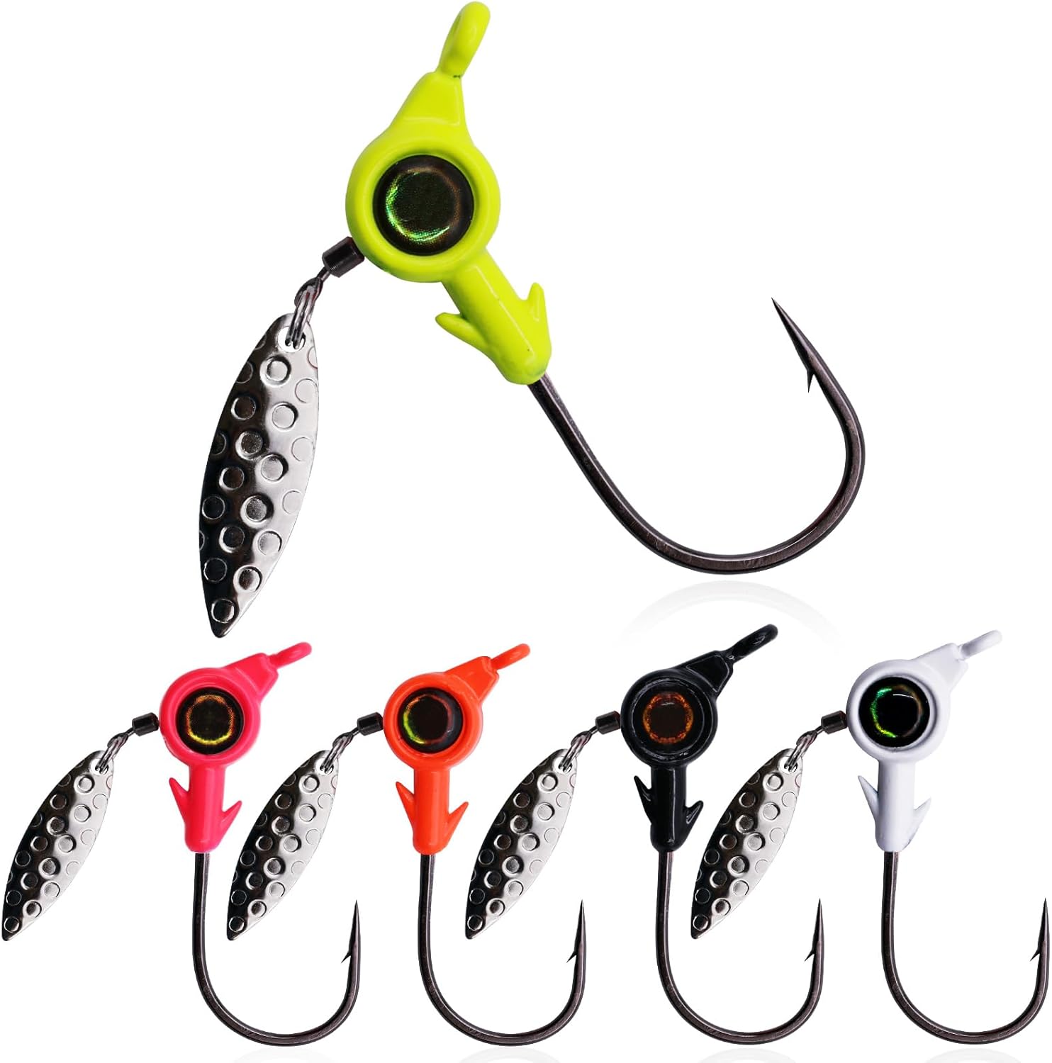 Underspin Jig Heads Hooks - 1/4 oz,3/8 oz,1/2 oz Swimbait Jig Head with Spinner Blade for Fishing Saltwater Freshwater 5pcs