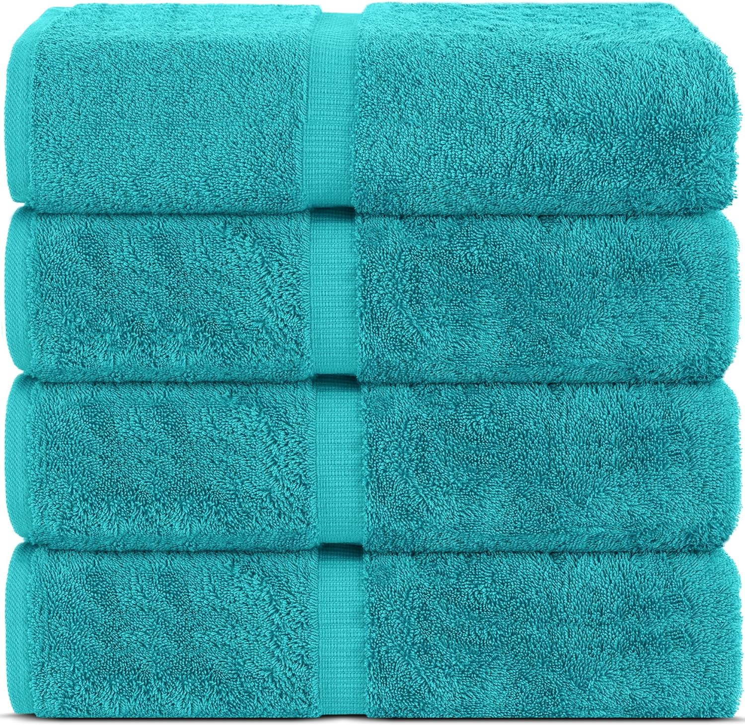 Chakir Turkish Linens 100% Cotton Premium Turkish Towels for Bathroom | 30'' x 60'' Large Bath Towels (4 Piece, Aqua)