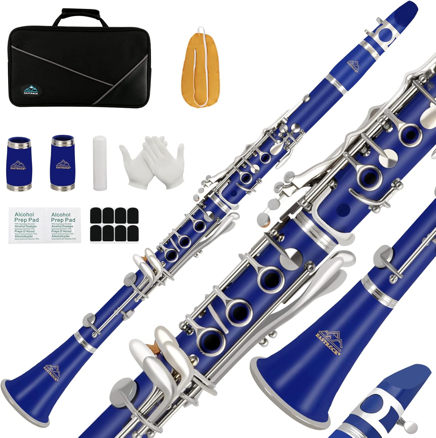 EASTROCK Bb Clarinet 17Nickel Keys ABS Material Wide Range of Tones Particularly Beginner & Students-friendly with Using Tools and Two Replaceable Barrels