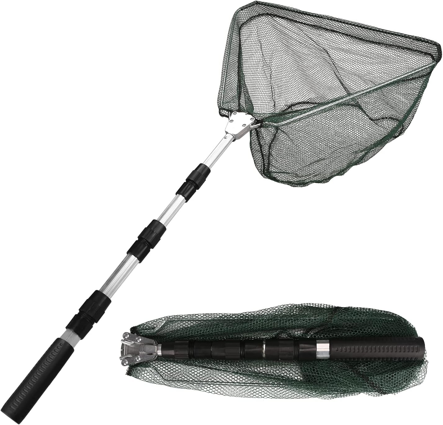 Fishing Net Minnow Nets with Aluminum Collapsible Telescopic Fishing Pole Handle and Nylon Mesh, Small Fishing Landing Net for Saltwater Freshwater, Kids, Men, Women, Extends to 21-51 inch