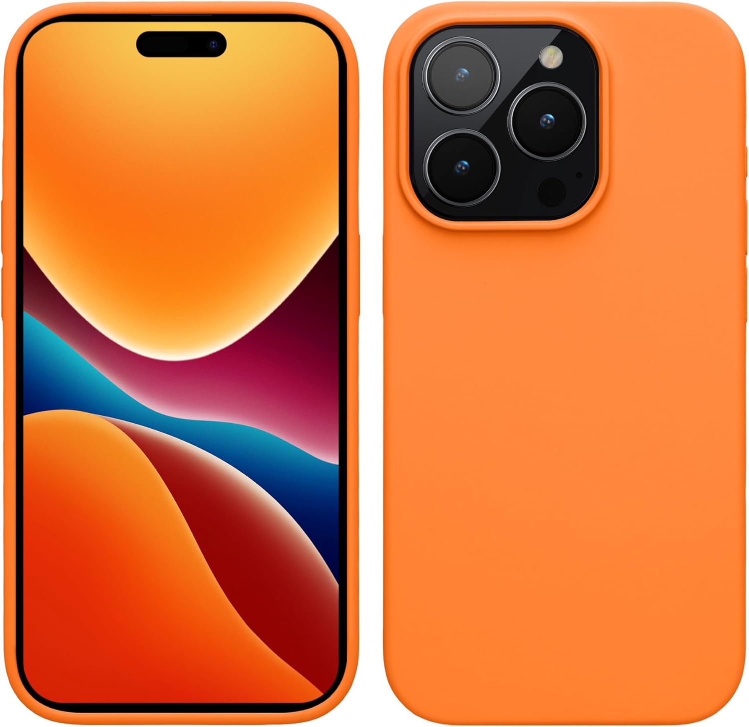 kwmobile Case Compatible with iPhone 15 Pro Case - Slim Soft TPU Silicone Cover - Fruity Orange