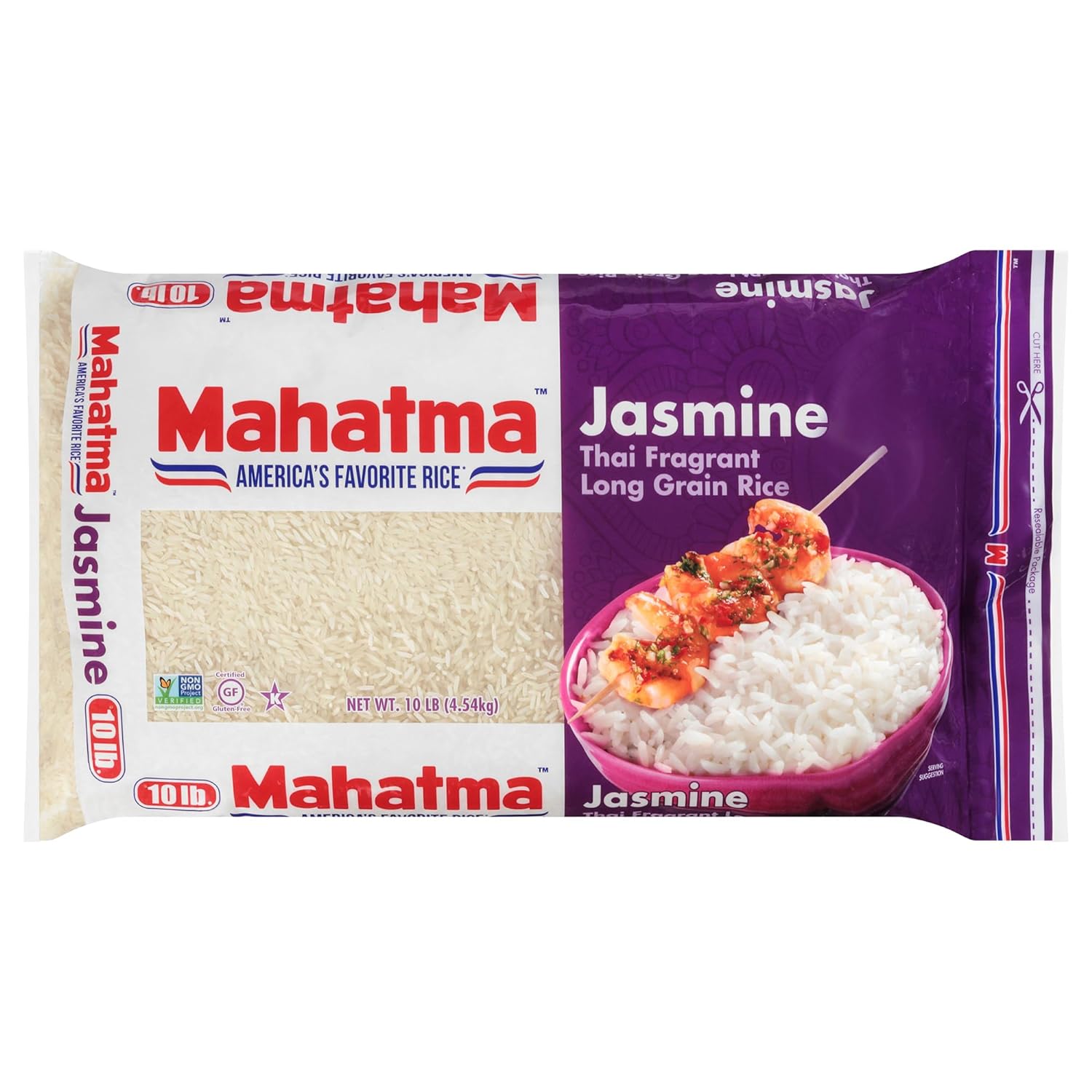 Mahatma Jasmine Rice, 160-Ounce Bag of Rice, Thai, Indian, or Cambodian Fragrant Flavored Rice, Stovetop or Microwave Rice