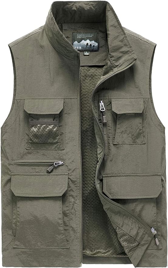 Flygo Mens Summer Casual Lightweight Outdoor Work Fishing Photo Travel Utility Vest with Pockets