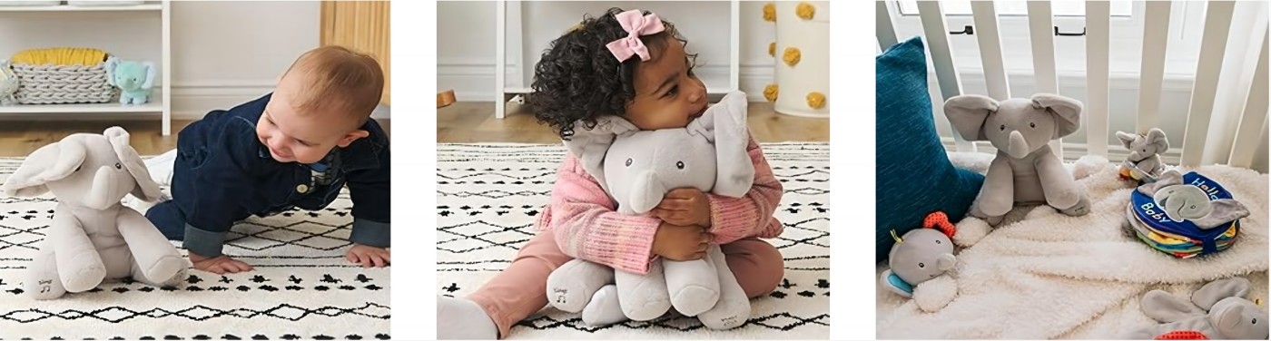 GUND Baby Animated Flappy The Elephant Plush, Singing Stuffed Animal Baby Toy for Ages 0 and Up, Gray, 12&#34;