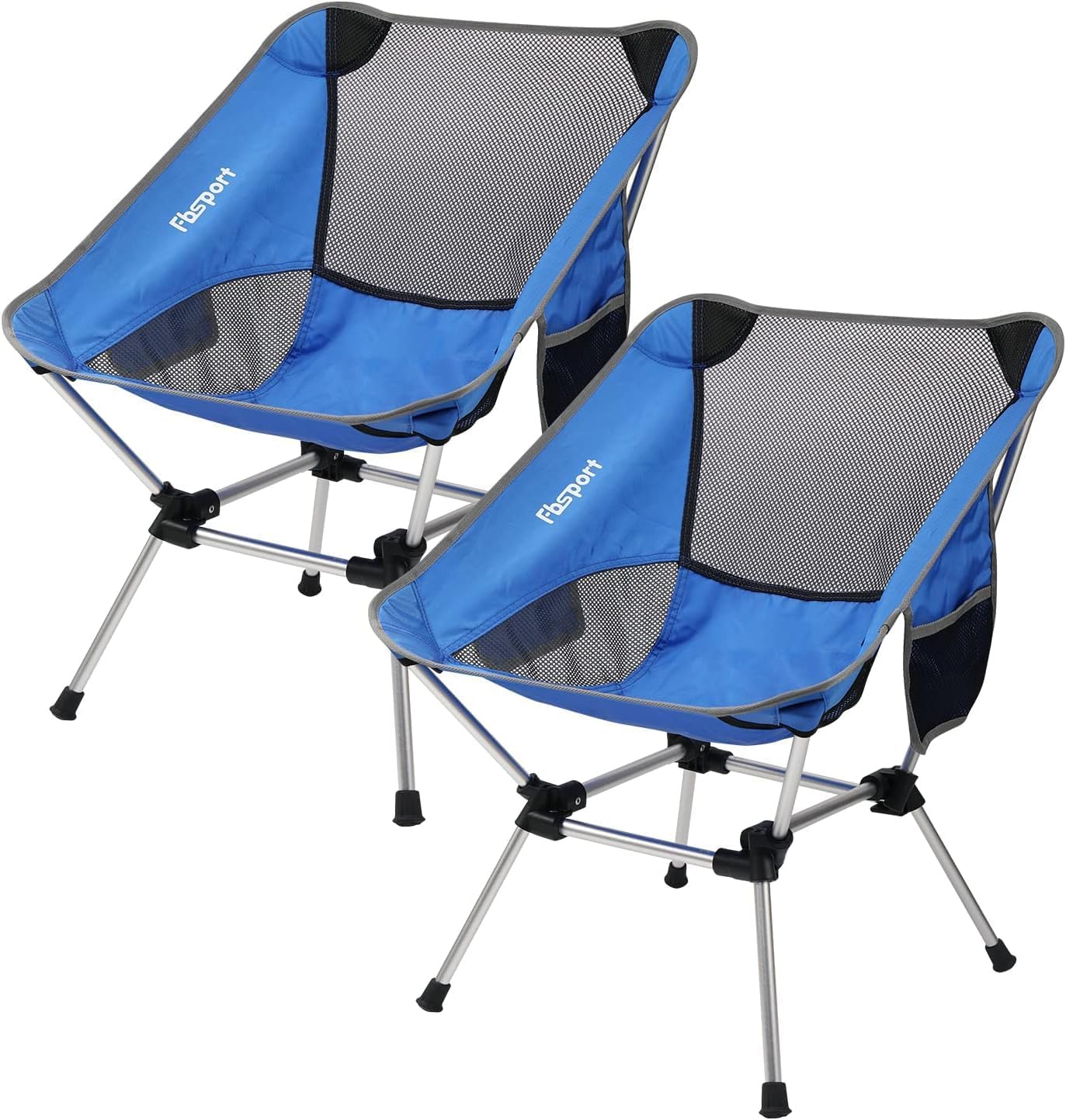 FBSPORT 2 Pack Portable Camping Chairs Lightweight Backpacking Chair Compact & Heavy Duty for Camp, Backpack, Hiking, Beach, Picnic, with Carry Bag