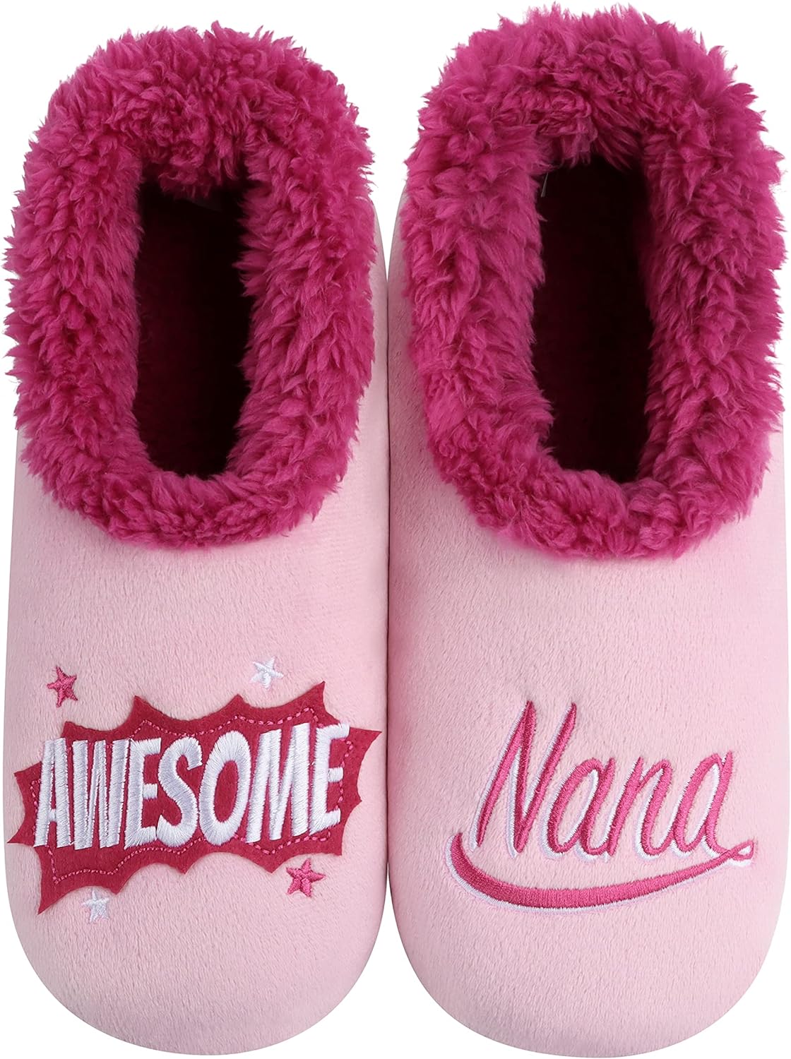 Snoozies Pairable Slipper Socks - Funny House Slippers for Women, Non-Slip Fuzzy Slipper Socks - Awesome Nana