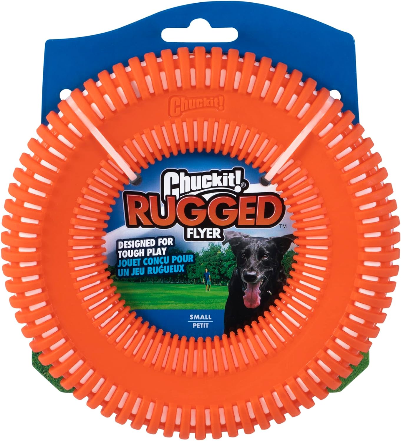 I've had this toy for about 9 months now, with it primarily living outside exposed to the elements. It' one of my dog' favorite toys. Sturdy enough to tug without worrying about ripping fabric like the other ChuckIt! toys, but not so hard you worry about breaking teeth like with hard plastic. Easy to throw and completely washable. The ridges are a nice added bonus as it seems to work almost like a dental chew. Considering getting another one just to have, even though my current one is still in