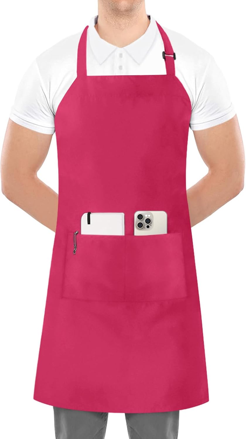 Utopia Kitchen 2 Pack Bib Apron, Adjustable with 2 Pockets, Water and Oil Resistant, Cooking Kitchen Chef Apron for Women Men