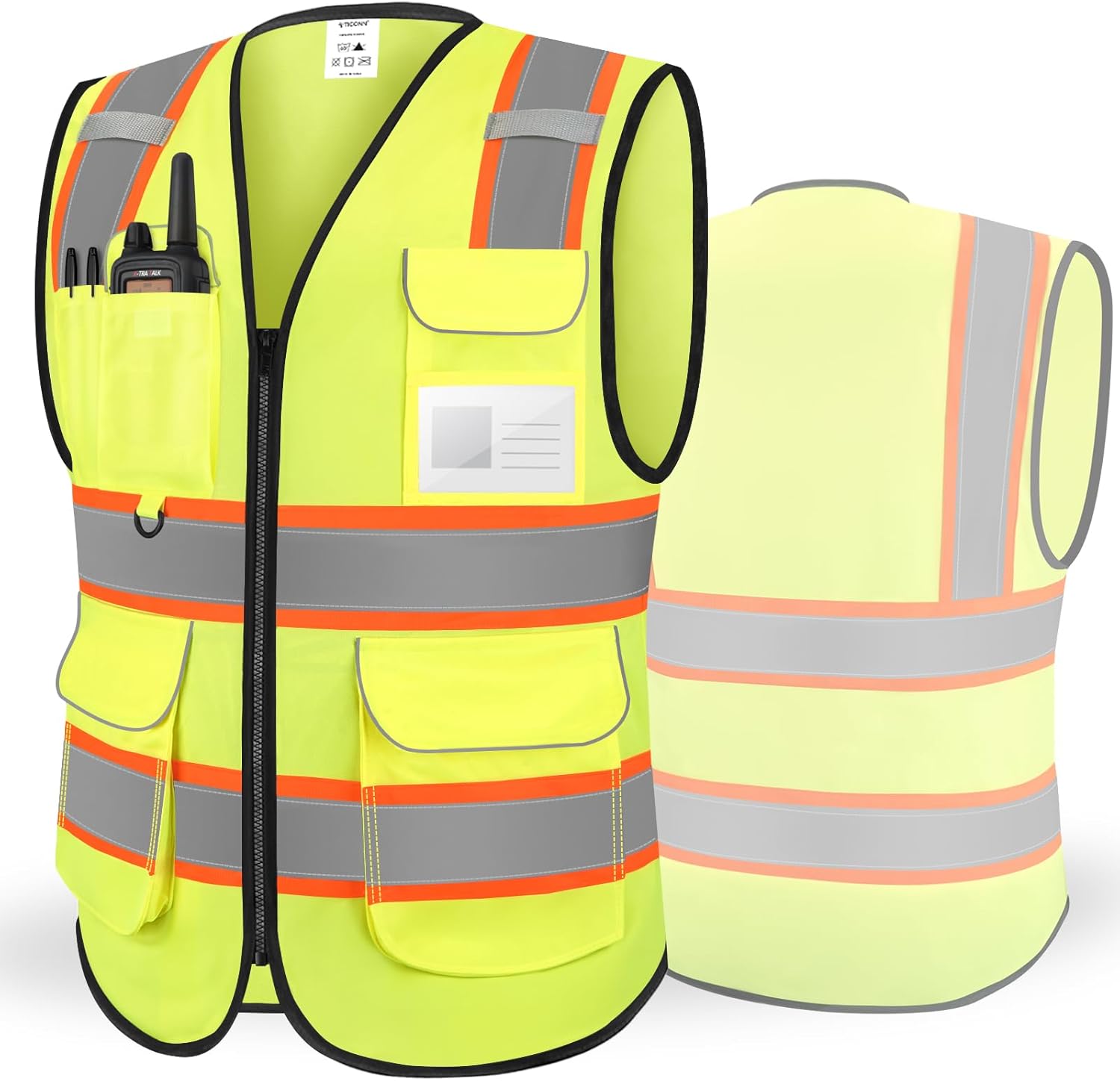 TICONN Reflective Safety Vest High Visibility Class II Mesh Vest for Women & Men Meets ANSI Standards