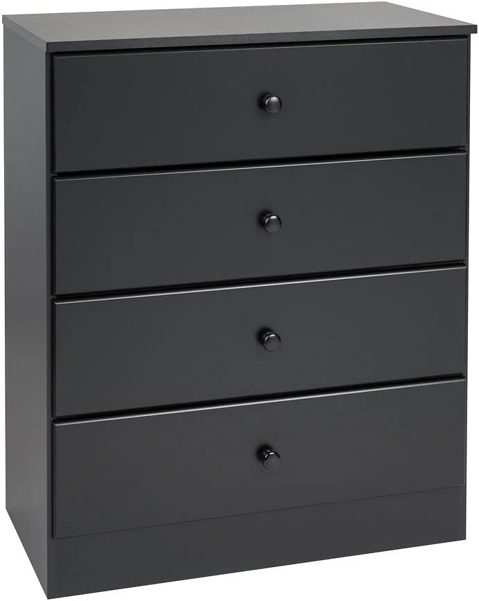 Prepac Astrid 4 Drawer Dresser for Bedroom, Chest of Drawers, Bedroom Furniture, Clothes Storage and Organizer, 16 D x 30 W x 36.25 H, Black, BDBR-0401-1