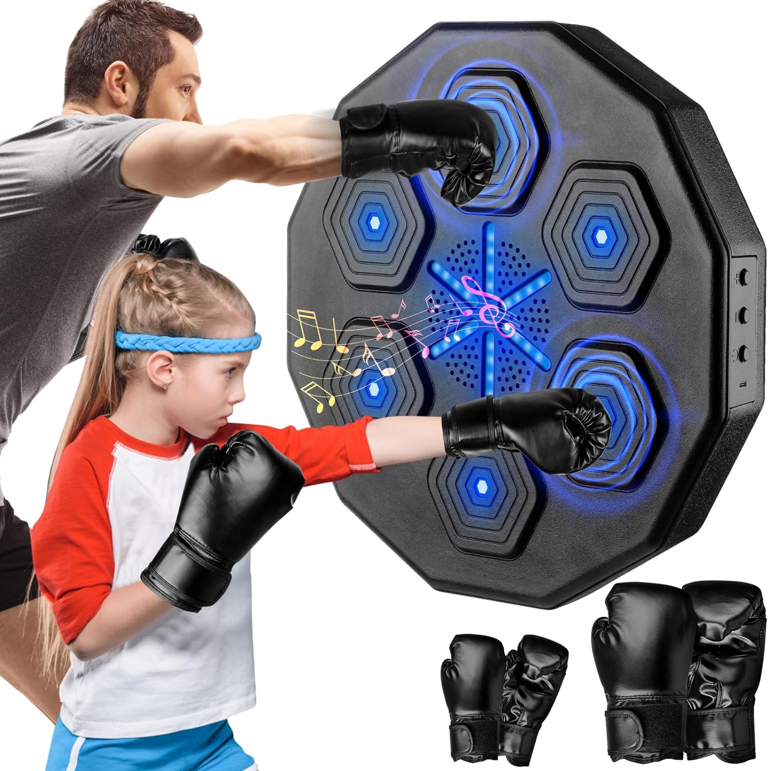 2024 New Music Boxing Machine, Upgraded 2.0 Smart Bluetooth Music Boxing Parent-Child Games, Wall-Mounted Exercise Equipment for Home Exercise