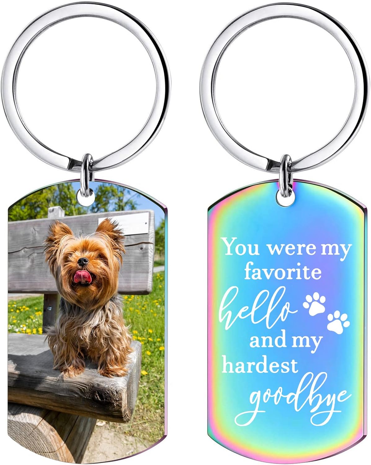 Custom Keychain with Dog Photo Pet Picture Keychain Personalized Dog Memorial Gifts - Sympathy for Loss of Dog