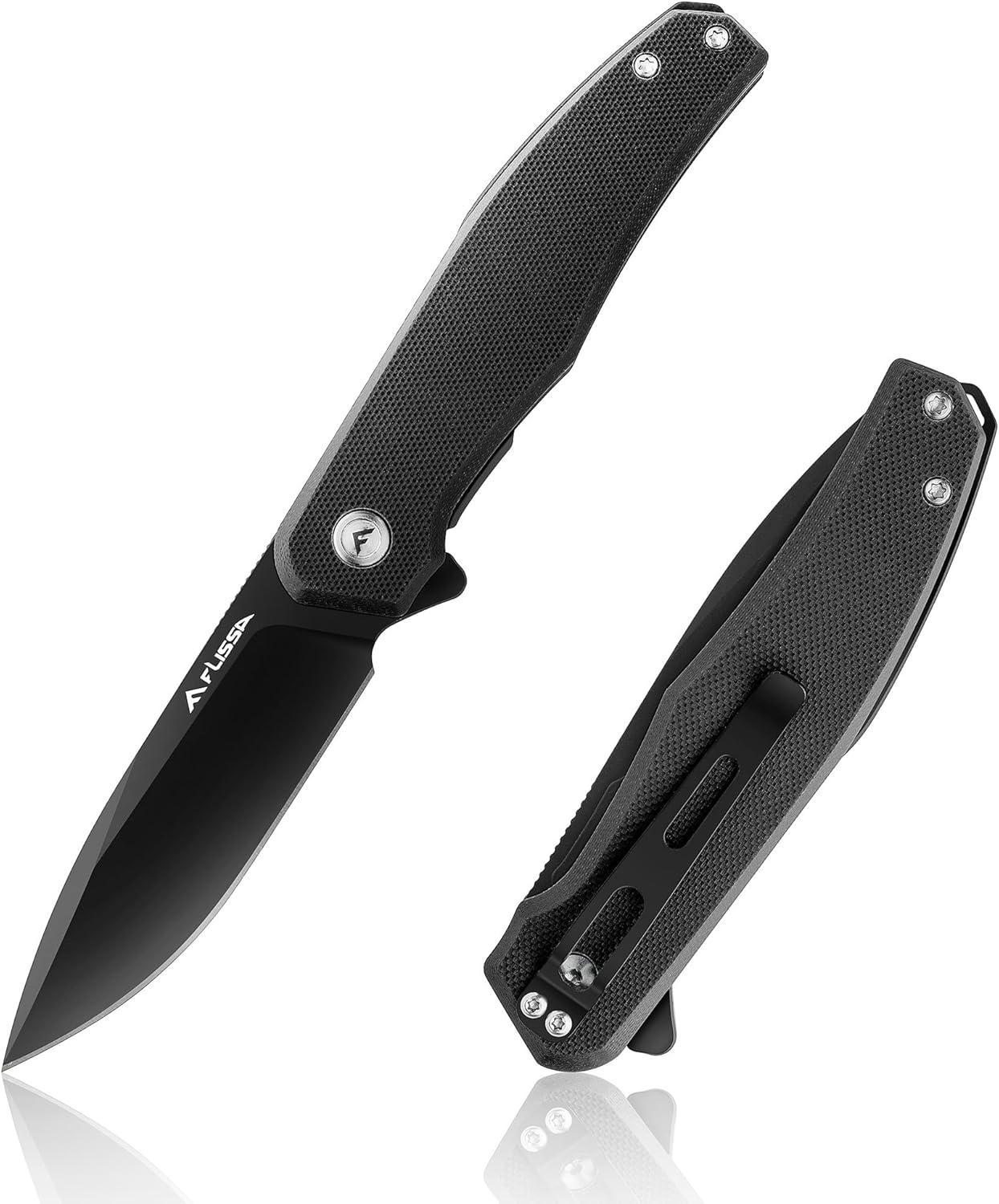 FLISSA Folding Pocket Knife, 4.5 G10 Handle EDC Knife with D2 Steel Blade, Liner lock and Pocket Clip, Tactical Knives for Men Women, Uesd for Outdoor, Survival, Hunting and Camping (Black)