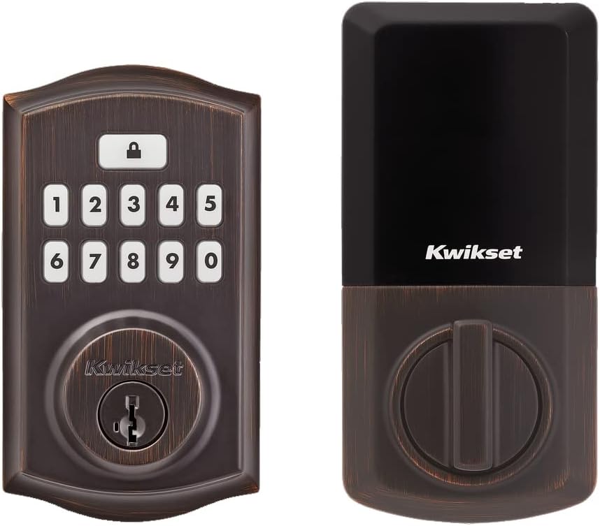 Kwikset SmartCode 260 Keyless Electronic Keypad Deadbolt, Microban Protected Keypad, Auto Door Lock, SmartKey Re-Key Security, Venetian Bronze