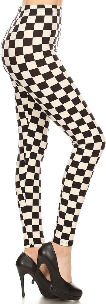 Leggings Depot High Waisted Checkered & Animal Print Leggings for Women - Regular, Plus, 1X3X, 3X5X