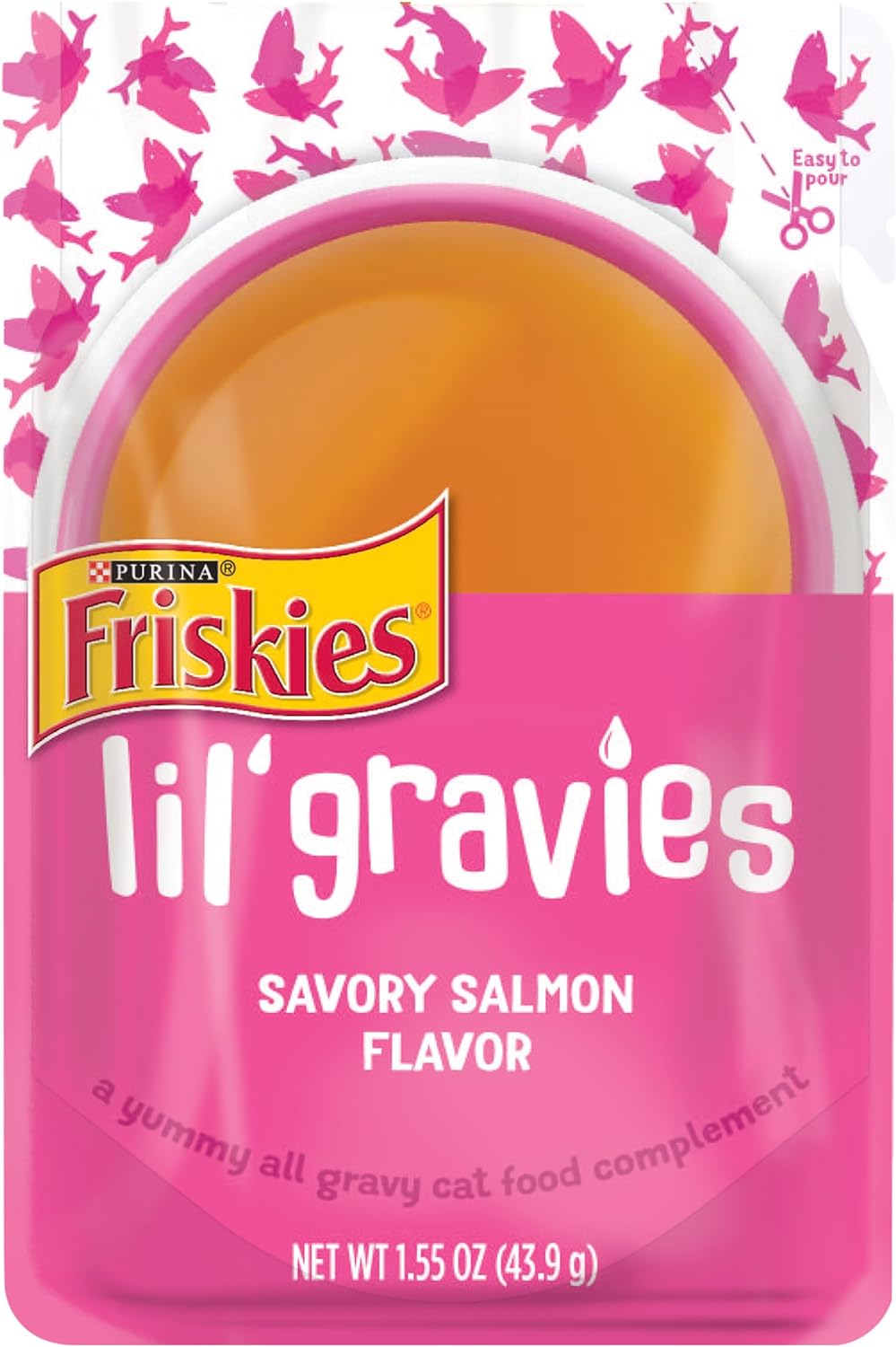 Purina Friskies Lil' Gravies Savory Salmon Flavor Cat Food Complement Lickable Cat Treats - (Pack of 16) 1.55 oz. Pouches