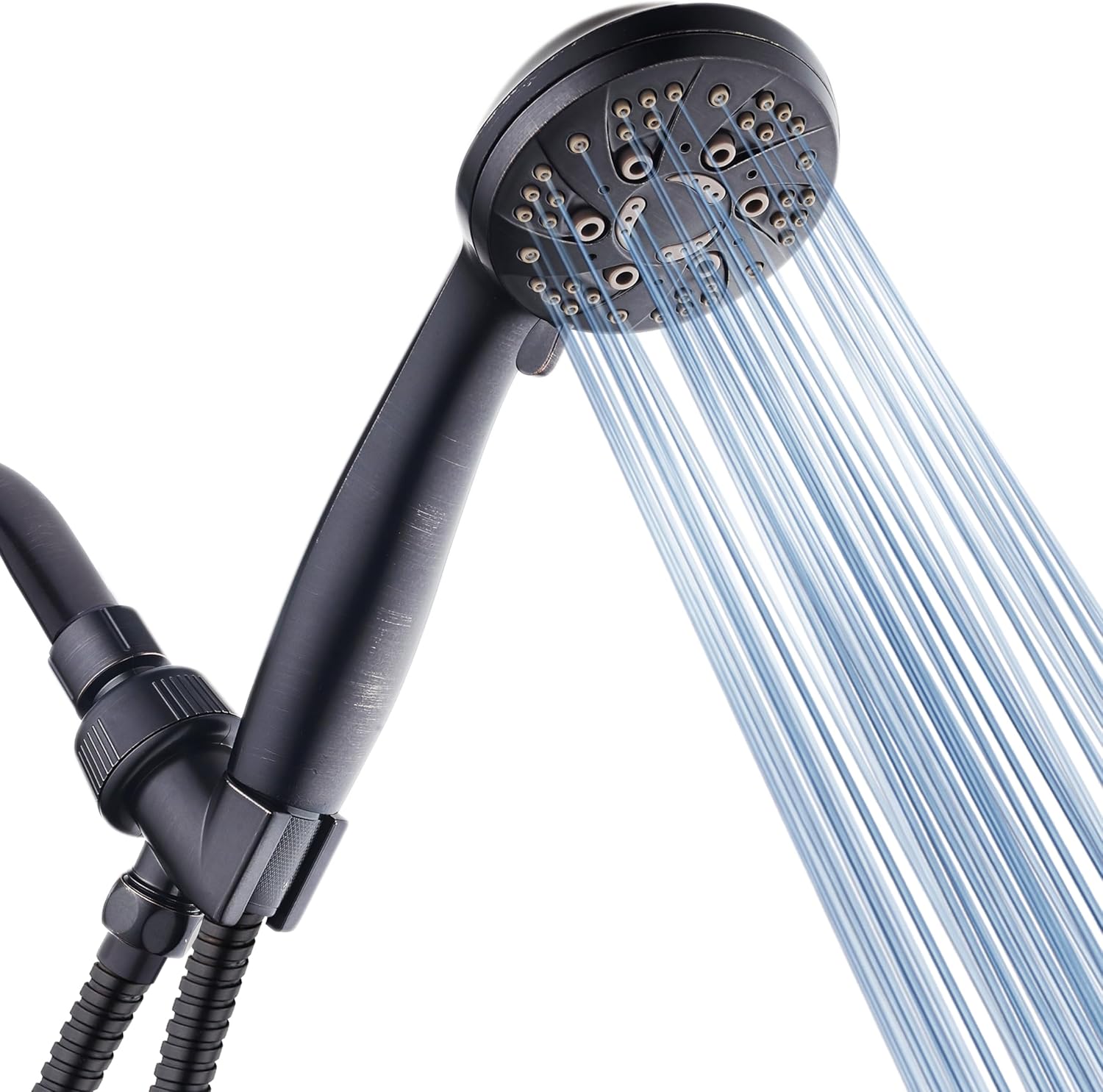 AquaDance High Pressure 6-Setting Oil Rubbed Bronze Handheld Shower Head with Stainless Steel Hose. Officially Independently Tested to Meet Strict US Quality & Performance Standards!