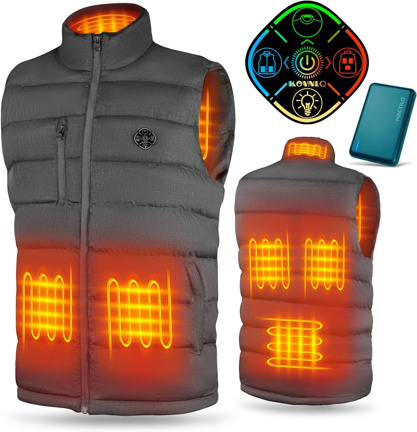 KOVNLO Heated Vest for Men with Battery Pack Included, Soft Fleece Smart Electric Lightweight Heated Jacket