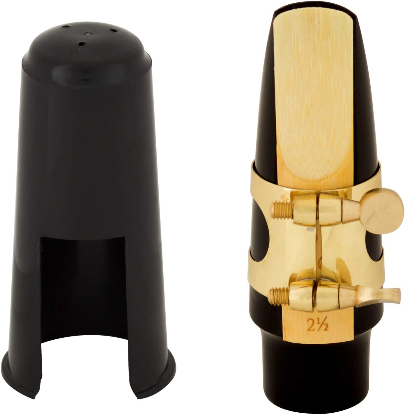 Cecilio 4C Alto Saxophone Mouthpiece with Ligature, One Reed and Plastic Cap (Gold Lacquered)