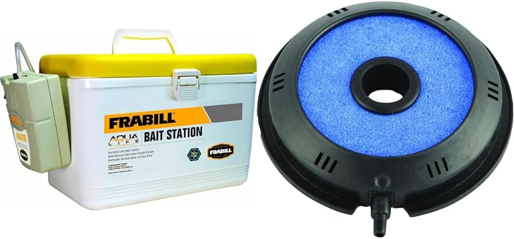 Frabill Bait Box with Aerator | Live Bait Storage Cooler with Portable Aerator | 8-Quart Capacity