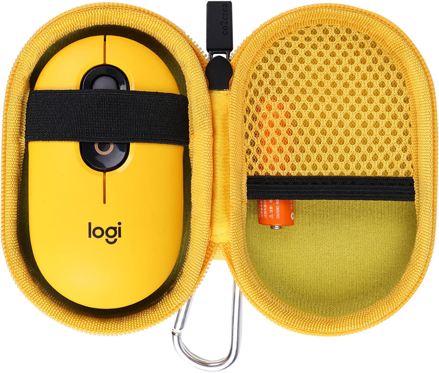 co2CREA Hard Case Replacement for Logitech POP Wireless Mouse, Black Case   Inside Blast Yellow