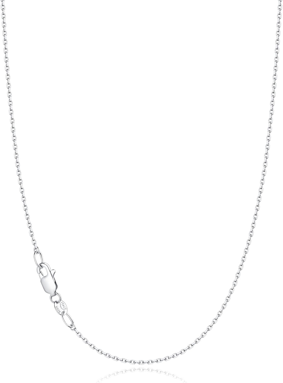 Jewlpire Solid 18k Gold Over 925 Sterling Silver Chain Necklace for Women, 1.1mm Cable Chain Necklace Thin & Dainty & Sturdy Women' Chain Necklaces, 14/16/17/18/20/22/24 Inches
