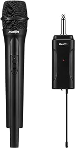 Moukey Wireless Microphone, Portable Dynamic Handheld Mic, Anti-Interference, Excellent Sound, VHF Karaoke Microphone, Wireless Mic for Party, Karaoke, Meeting, Wedding, Church, Stage & DJ, Black