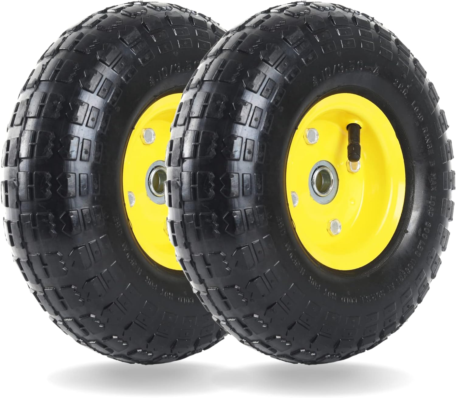 AR-PRO (2 Pack) 4.10/3.50-4 Tire and Wheel, Replacement 10-Inch Pneumatic Tire with 5/8 Bearings and 2.2 Offset Hub, Compatible with Hand Truck, Wheelbarrow, Wagon, Gorilla Carts