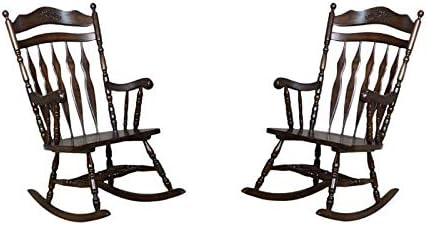 Home Square (Set of 2) Traditional Country Wood Rocker in Walnut