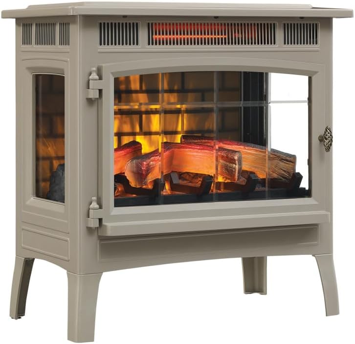 duraflame Freestanding Electric Fireplace Stove Heater with 3D Flame Effect for 1,000 Sq. Ft. Room, French Gray