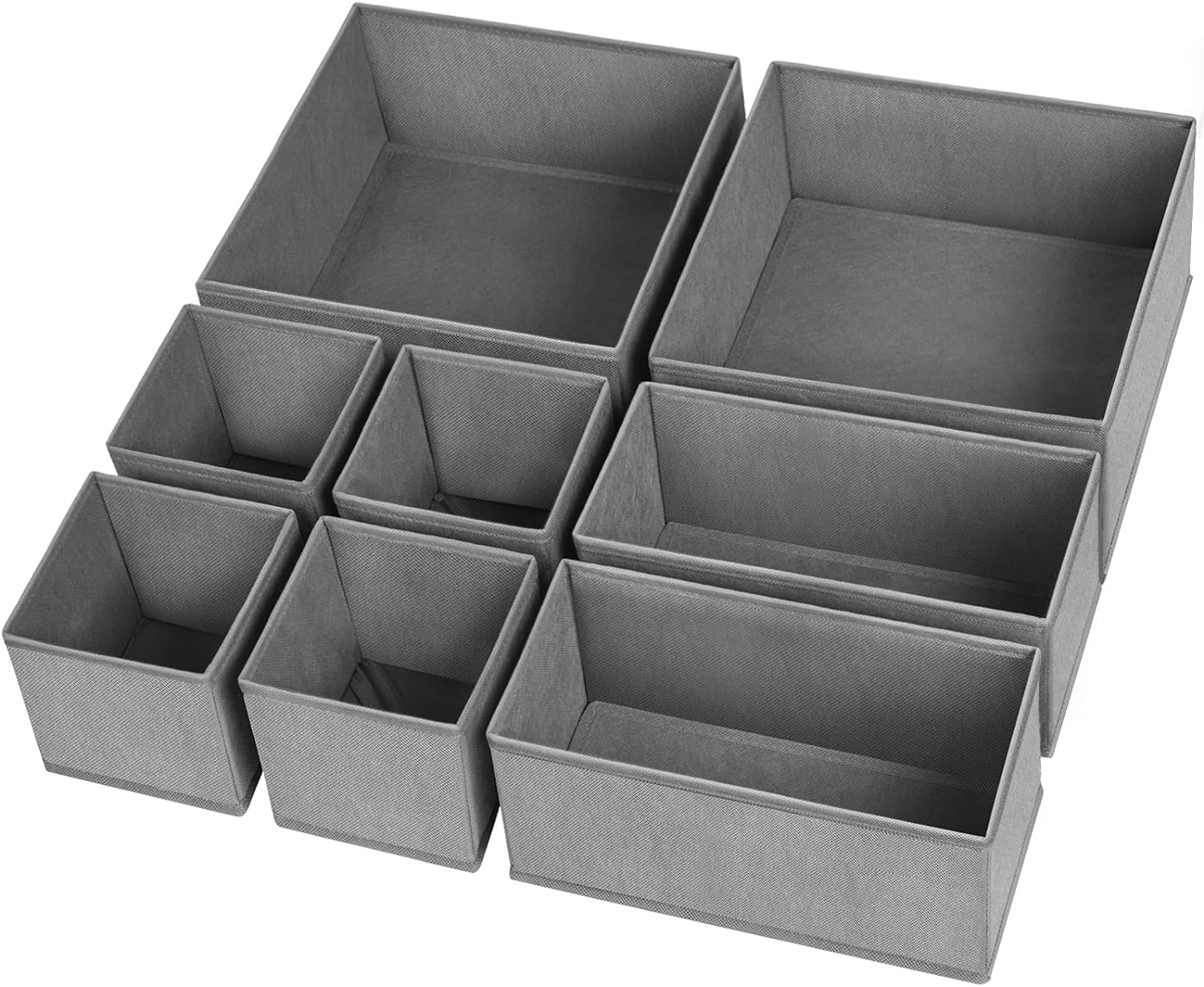 Drawer Organizer Clothes, 8 Pack Underwear Drawer Organizer, Foldable Closet Organizers and Storage Dresser Drawer Dividers for Clothes, Socks, Scarves, Ties (Gray)