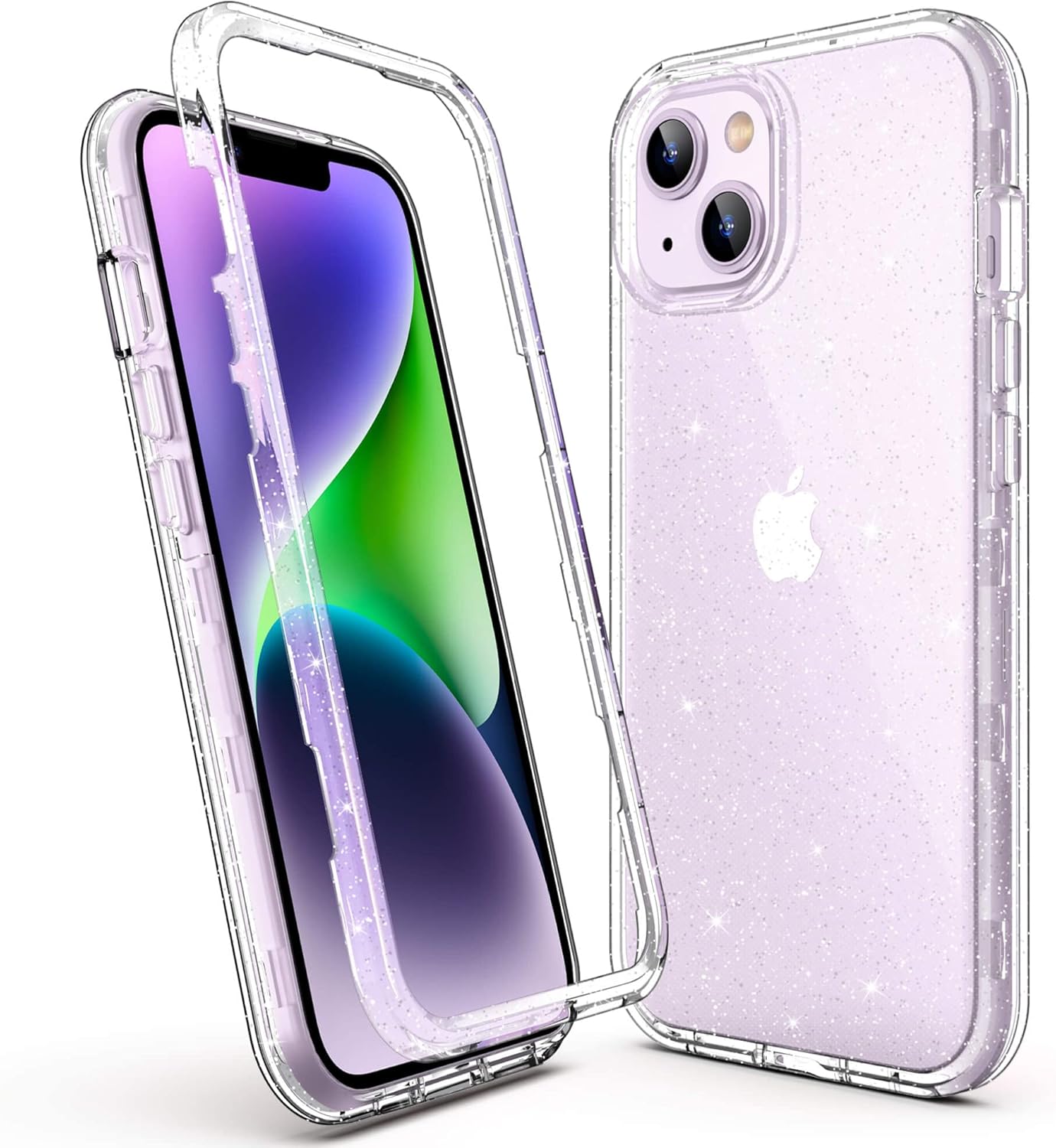 ULAK Compatible with iPhone 14 Plus Case Clear Glitter, Heavy Duty Protection Dual Layer Shockproof Women Bling Sparkle Transparent Protective Phone Cover for iPhone 14 Plus 6.7 inch 2022