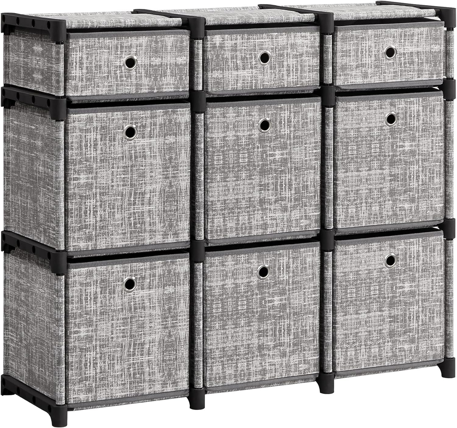 SONGMICS 9-Cube Storage Organizers, Storage Drawers with Fabric Storage Cubes, Set of 9 Cubes, Room Organizer For Clothes, for Bedroom, Living Room, Entryway, Heather Gray ULSN603G12