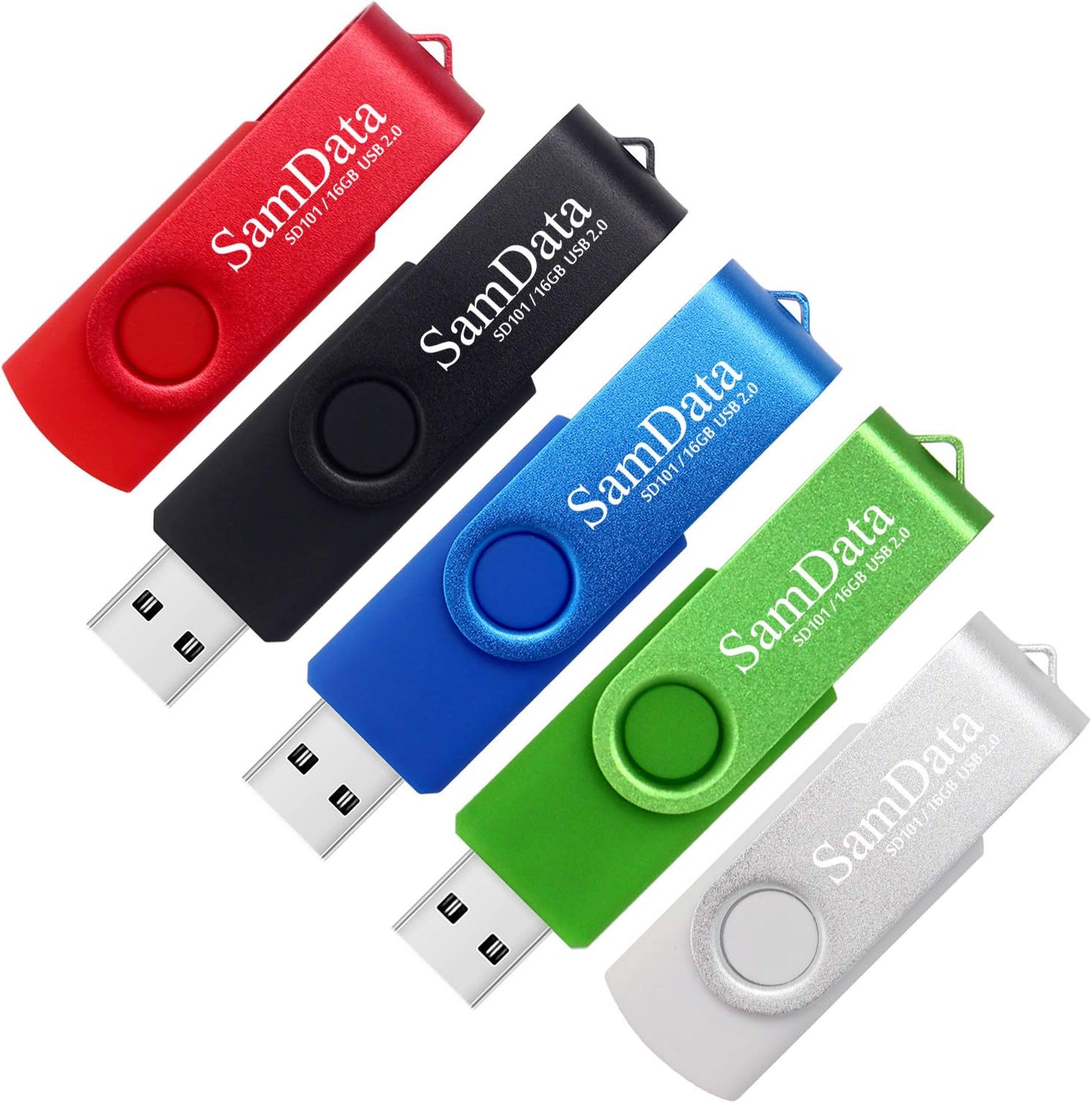 16GB USB Flash Drives 5 Pack 16GB Thumb Drives Memory Stick Jump Drive with LED Light for Storage and Backup (5 Colors: Black Blue Green Red Silver)